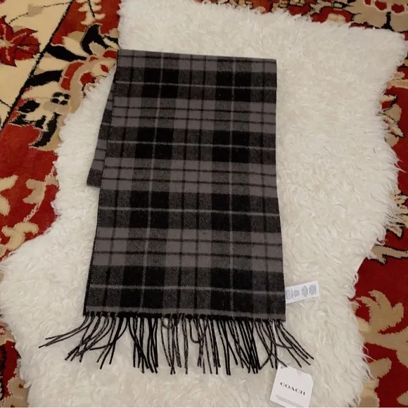 Coach Reversible Horse And Carriage Plaid Print Muffler/Scarf - Picture 3 of 7